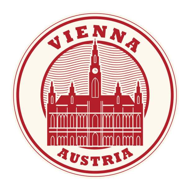 BW Vienna Austria Travel Stamp Austrian  #40441 Round Single Coaster 