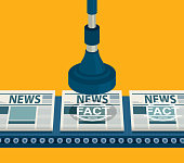 Print newspaper in printing house stock illustration