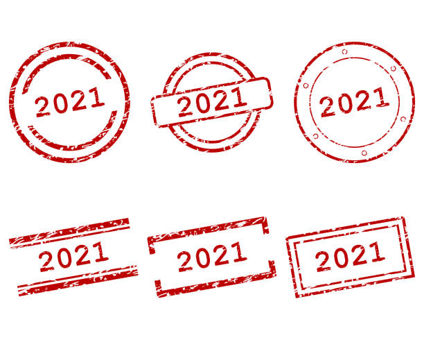 2021年切手 - ゴムスタンプ点のイラスト素材／クリップアート素材／マンガ素材／アイコン素材