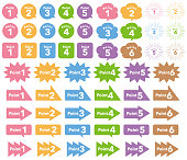Stamp-style pastel color point icon set