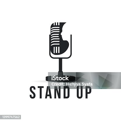 istock Stand Up Comedy logo design, Face Microphone logo icon 1399747562