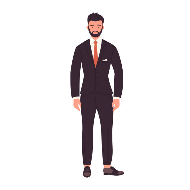 ilustrações de stock, clip art, desenhos animados e ícones de standing businessman in suit - business man shoes on desk