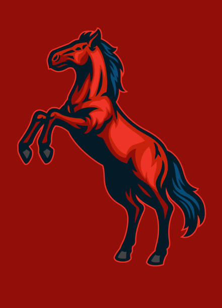 マスタング馬の立ちポーズ - 雄馬点のイラスト素材／クリップアート素材／マンガ素材／アイコン素材
