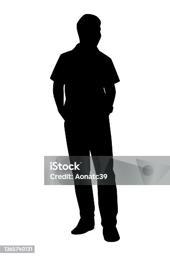 istock Standing young man silhouette vector isolated on white background 1365740131