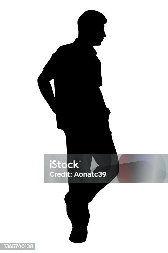 istock Standing young man silhouette vector isolated on white background 1365740138