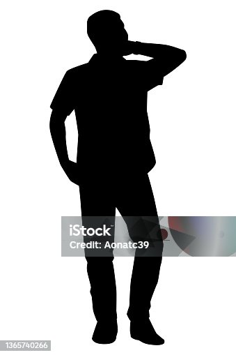 istock Standing young man silhouette vector isolated on white background 1365740266