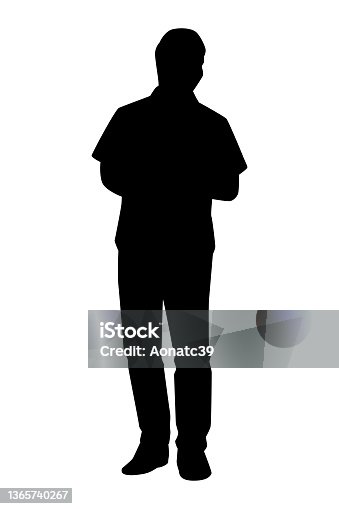 istock Standing young man silhouette vector isolated on white background 1365740267