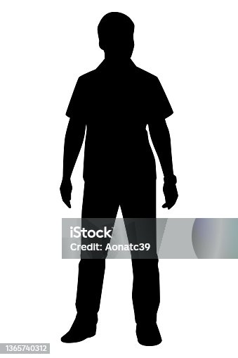 istock Standing young man silhouette vector isolated on white background 1365740312