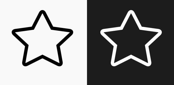 Star Icon on Black and White Vector Backgrounds vector art illustration