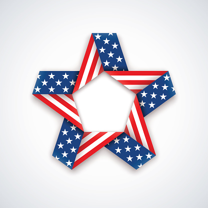 Download Star Made Of Double Ribbon With American Flag Stars And ...