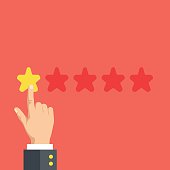 1 star. Negative feedback, poor quality concept. Flat illustration, flat design graphic for websites, web banners, web and mobile apps, infographics, printed materials. Modern vector illustration