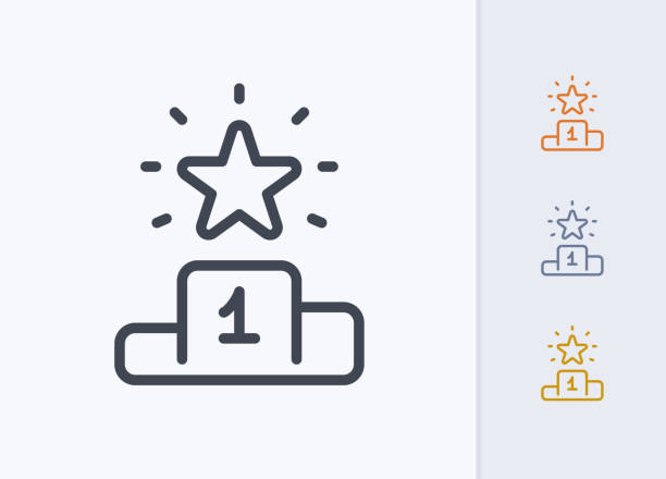 Star On Podium - Pastel Stroke Icons A professional, pixel-aligned icon designed on a 32x32 pixel grid. podium stock illustrations