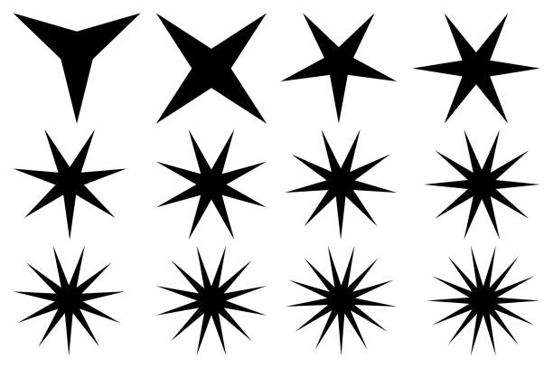 Star - vector set Star - vector set - black on white background spiked stock illustrations