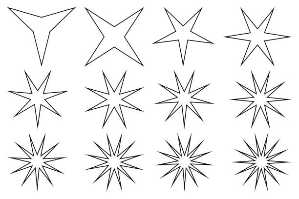 Star - vector set Star - vector set - black on white background spiked stock illustrations