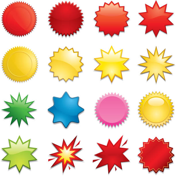 Starbursts Starburst icons. Includes transparent PNG, and a version without the shadows. cartoon star stock illustrations
