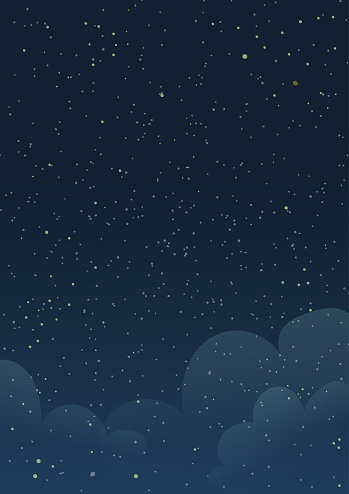 Stars at dark blue night, clouds wallpaper design