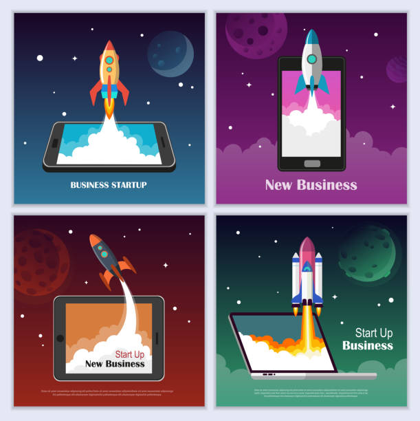 Startup Business concept set vector art illustration