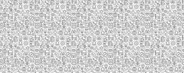 Startup Concept Seamless Pattern and Background with Line Icons Startup Concept Seamless Pattern and Background with Line Icons entrepreneur patterns stock illustrations
