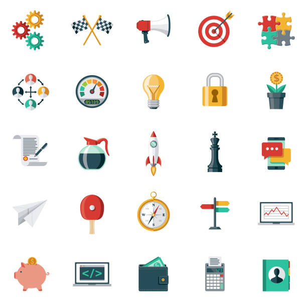 Startup Icon Set A set of icons. File is built in the CMYK color space for optimal printing. Color swatches are global so it’s easy to edit and change the colors. chess clipart stock illustrations