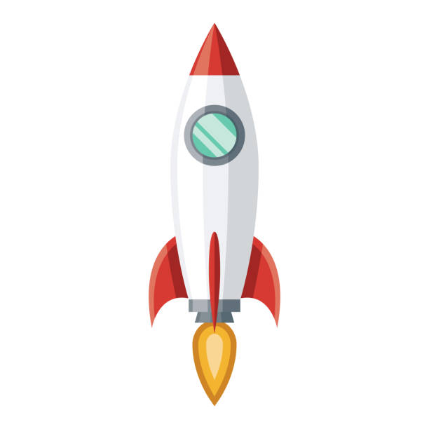 Startup Rocket Icon on Transparent Background A flat design icon on a transparent background (can be placed onto any colored background). File is built in the CMYK color space for optimal printing. Color swatches are global so it’s easy to change colors across the document. No transparencies, blends or gradients used. rocketship clipart stock illustrations
