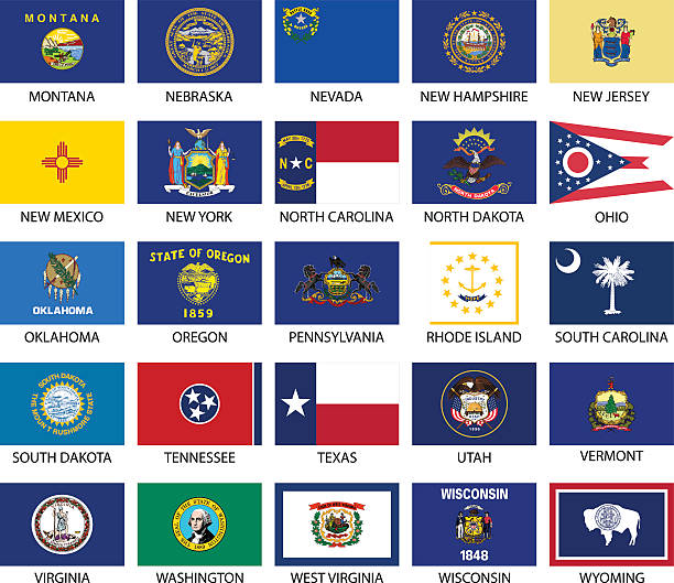 State Flags USA states flags. Each flag on its own layer. oregon us state stock illustrations