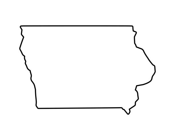 US state map. Iowa outline symbol. Vector illustration Iowa state map. US state map. Iowa outline symbol. Vector illustration iowa state university stock illustrations