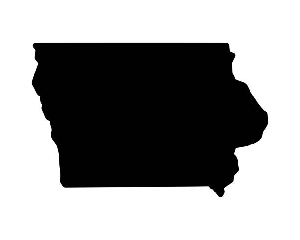 US state map. Iowa silhouette symbol. Vector illustration Iowa state map. US state map. Iowa silhouette symbol. Vector illustration iowa state university stock illustrations