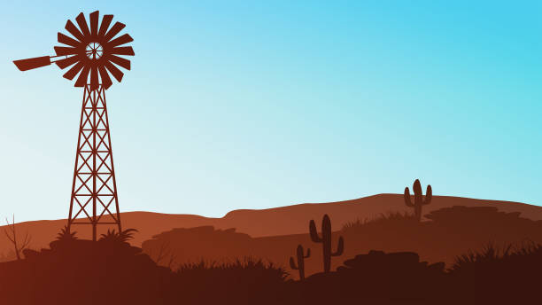 State of Nevada, Mojave Desert vector landscape. Nature vector background. desert area silhouettes stock illustrations