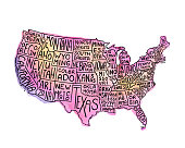 istock USA States Map Watercolor and Ink Illustration With State Names. Vector EPS10 Illustration 1311105239