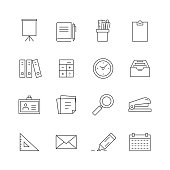 Stationery Related - Set of Thin Line Vector Icons