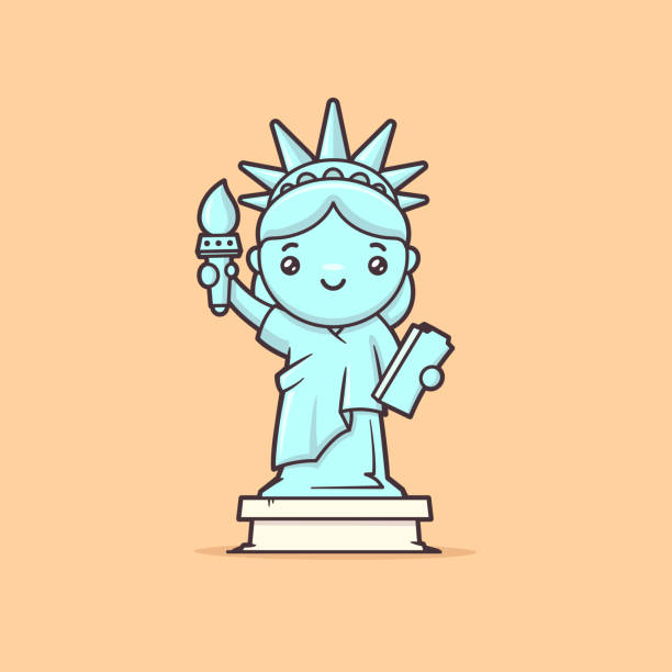 Statue of Liberty Cute kawaii Statue of Liberty vector cartoon illustration cartoon of a statue of liberty free stock illustrations