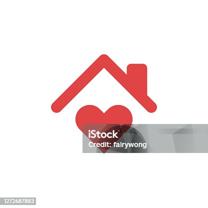 istock Stay Home Concept,home love heart icon 1272687883