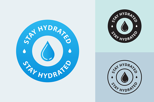 stay hydrated emblem, icon vector illustration set, Fitness motivational, logo, marketing elements