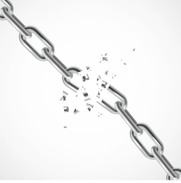 Steel Chain Breaking. Vector Realistic Steel Chain Breaking. Symbol Of Freedom. Vector illustration breaking chains stock illustrations