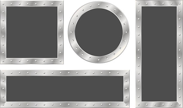 Steel Frames Steel Frame Shapes with Repeating Rivets – Ai CS3, PDF and 300dpi JPG included. metal borders stock illustrations