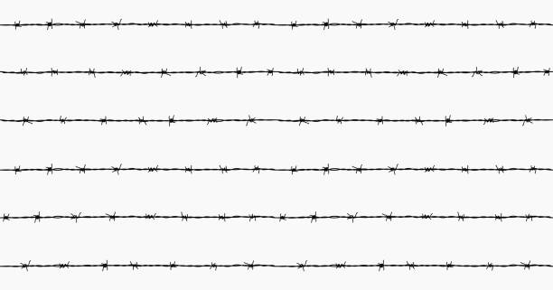 Steel rusty barbwire seamless pattern seamless pattern barbed wire stock illustrations