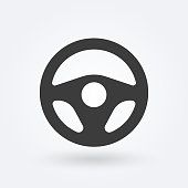 istock Steering wheel icon. Car and drive or driver symbol. Vector illustration. 1153445663