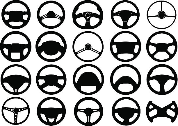 Steering wheels Set of different steering wheels isolated steering wheel stock illustrations