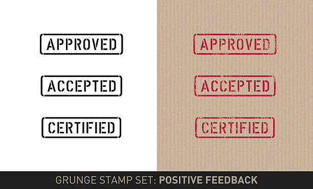 Stencil stamp set: positive feedback (plain and grunge versions) vector art illustration