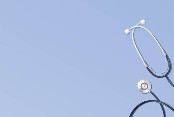 Stethoscope on blue background. Stethoscope on blue background. Medical concept. Vector illustration doctor borders stock illustrations