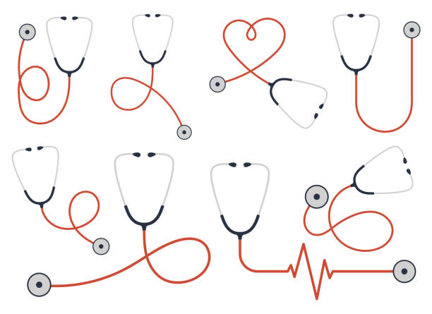 stethoscope set vector design illustration isolated on white background - 聽診器 幅插畫檔、美工圖案、卡通及圖標