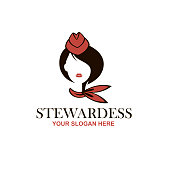 stewardess icon with neckerchief isolated on white background