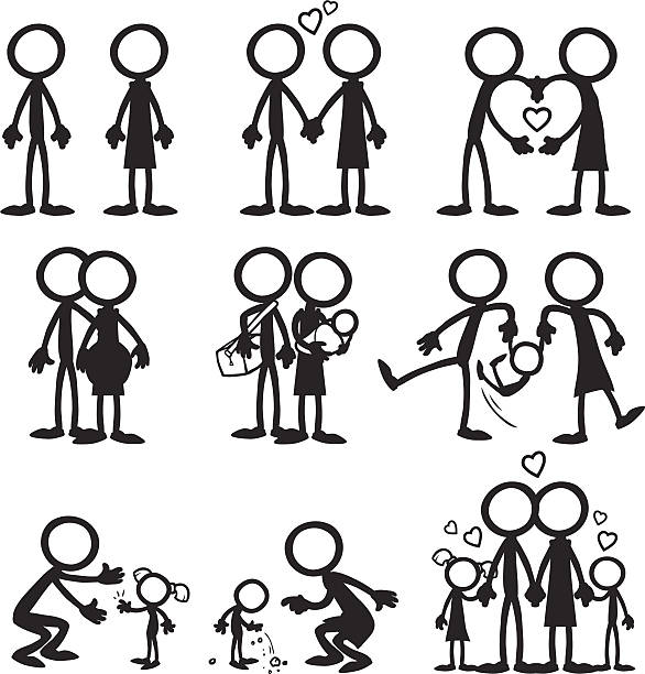 Stick figure Family Love vector art illustration