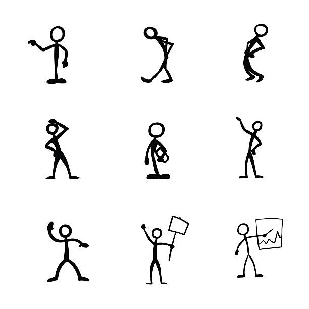 Stick Figure People Activities vector art illustration