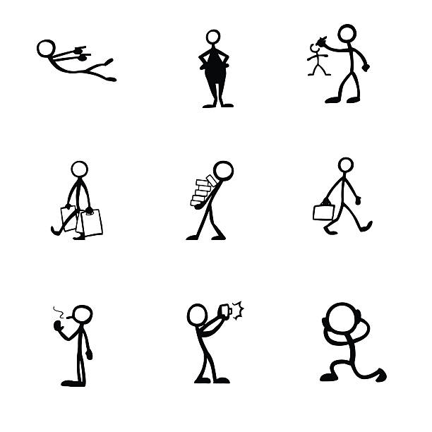 Stick Figure People Activities vector art illustration