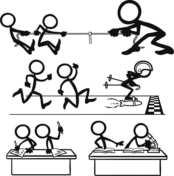 Stick Figure People Cheating vector art illustration
