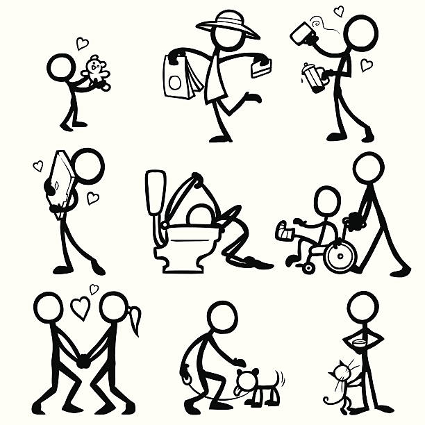 Stick Figure People Relationships vector art illustration