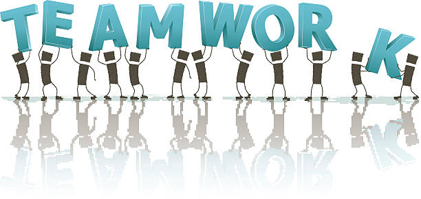 Stick Figures Holding The Word Team Illustrations Royalty
