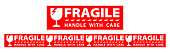 istock sticker fragile handle with care, red fragile warning label, fragile label with broken glass symbol 1345456890