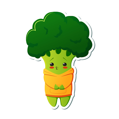 Sticker Kawaii Broccoli Character Cute Broccoli In Yellow Sticker Kawaii Broccoli Character Cute Broccoli In Yellow
